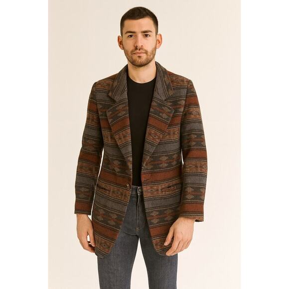 Vintage Braetan Southwest Wool Blend Blazer Jacket Men’s Medium Women’s Large - Picture 2 of 9